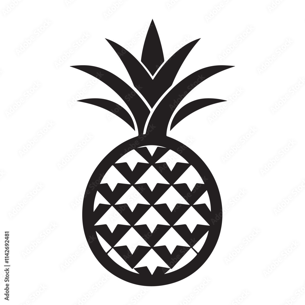 Obraz premium Pineapple silhouette vector icon illustration