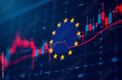 European union economic data analysis with graphs and stock market trends