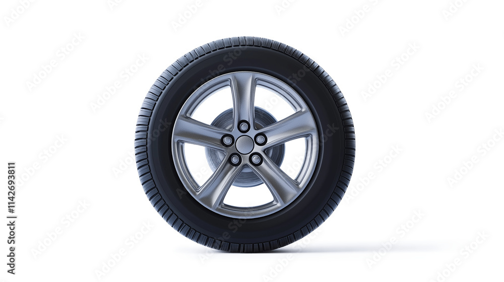 Car tire with aluminum isolated on a white background Car tire with aluminum isolated on a white background