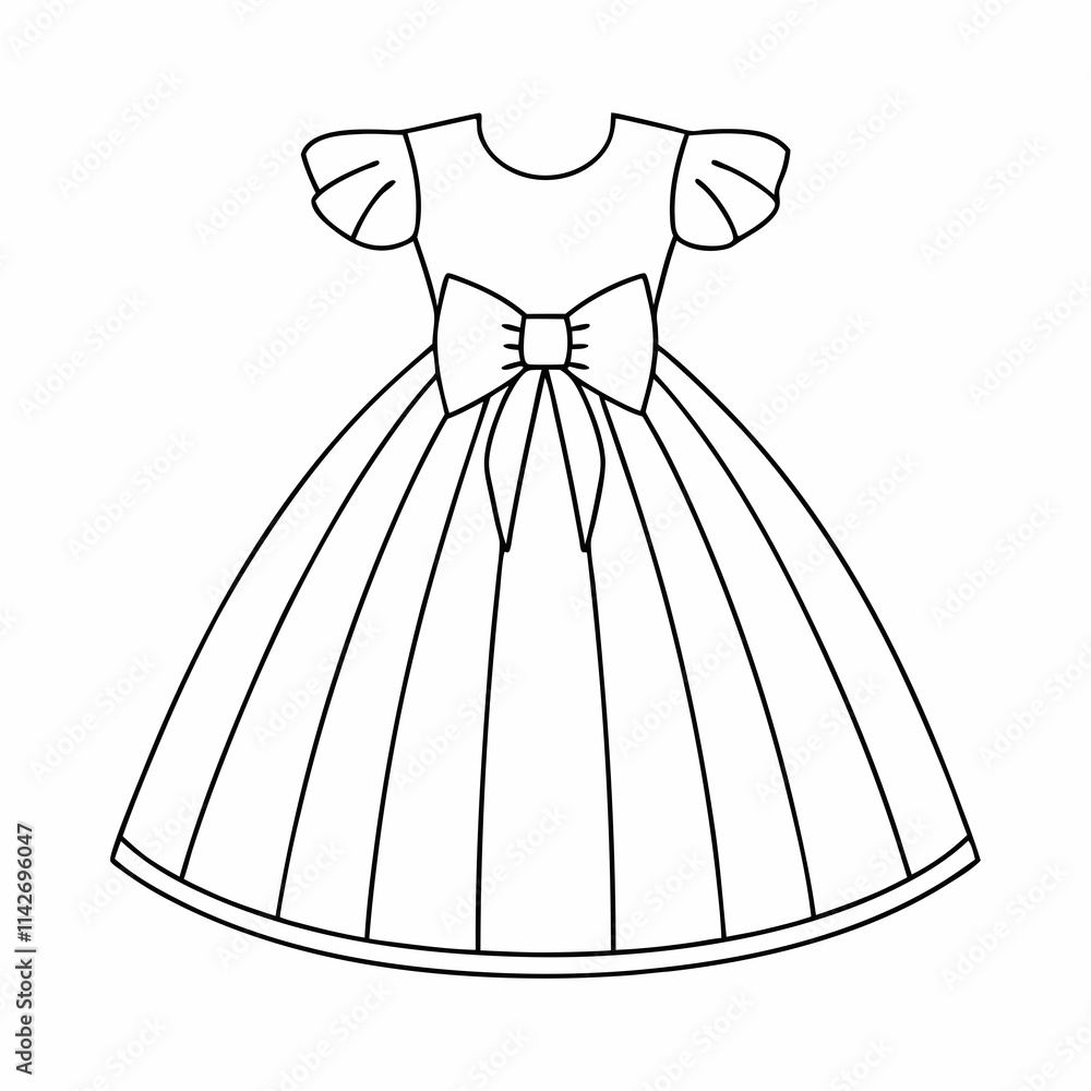 Cute Girl Dress Outline Vector Design. Cute Girl Dress Outline Vector Design.