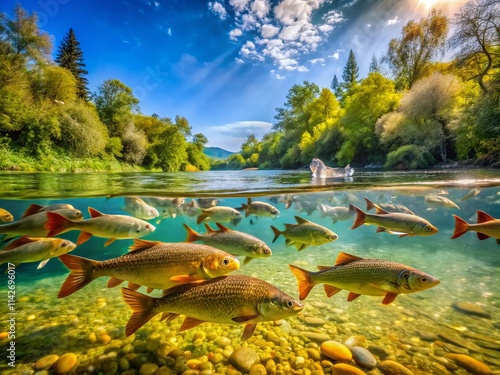 Long Exposure River Fish Photography: Stunning Images of Aquatic Life in Motion photo