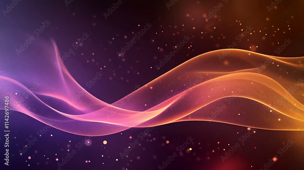 Abstract Glowing Waves with Sparkling Dust Particles Abstract Glowing Waves with Sparkling Dust Particles