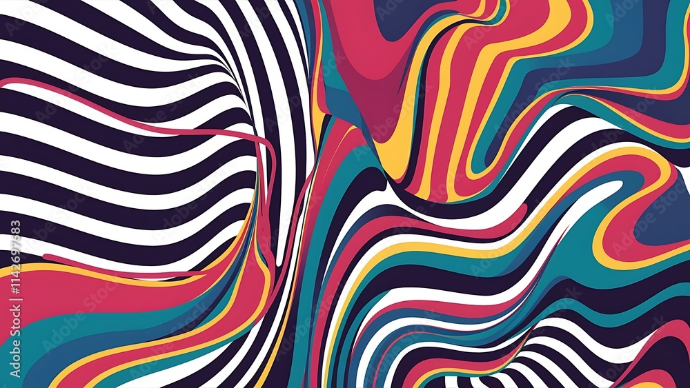 Fototapeta premium Dynamic bright lines abstract background stripes with fluid colors liquid gradients vector illustration for wallpaper banner background card book illustration landing page