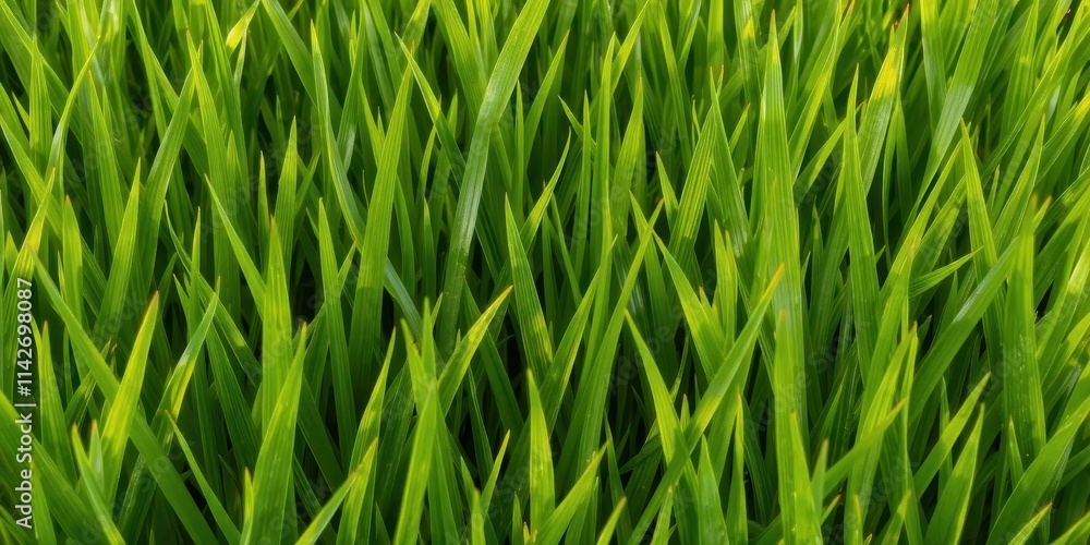 Close-up of lush green grass, blades subtly textured, daylight, outdoors Close-up of lush green grass, blades subtly textured, daylight, outdoors