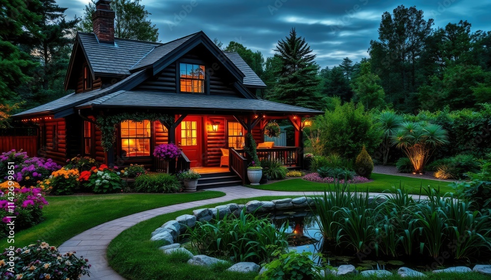 beautiful wooden house with a large garden full of flowers and greenery beautiful wooden house with a large garden full of flowers and greenery