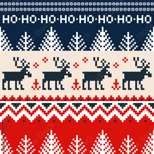 Christmas pattern with deer pixel art design for fabric and for all business