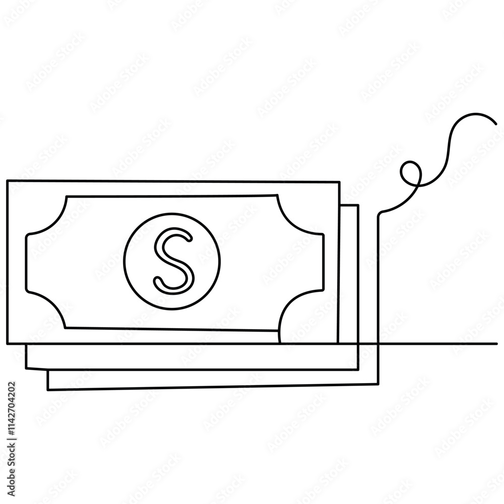 Dollar icon single line art, continuous one line drawing of Isolated outline vector art Dollar icon single line art, continuous one line drawing of Isolated outline vector art