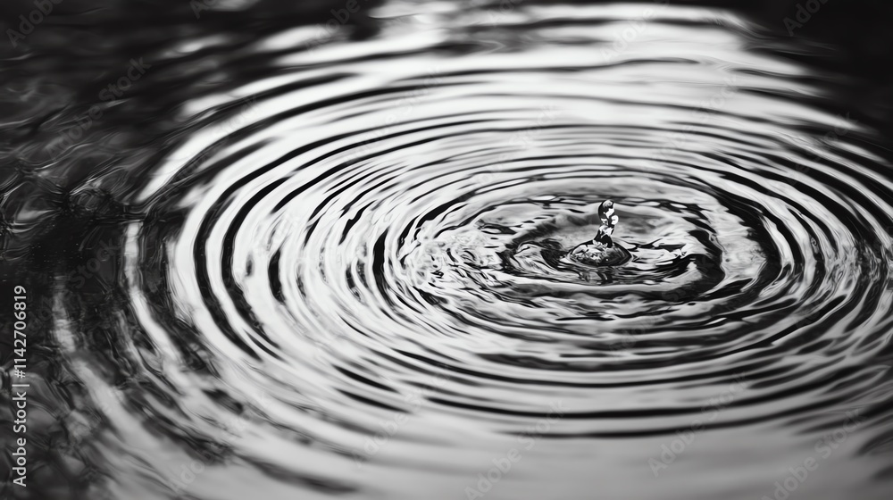 Black and white close-up of ripples in calm water surface. Black and white close-up of ripples in calm water surface.