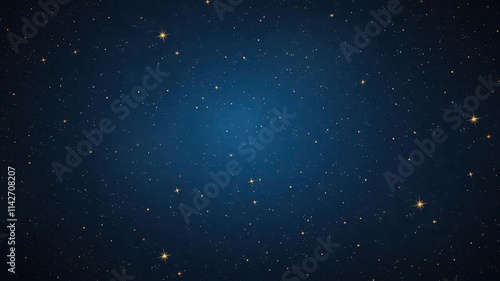 Navy blue celestial backdrop with gold stars, dark edges, cosmic,glitter effect