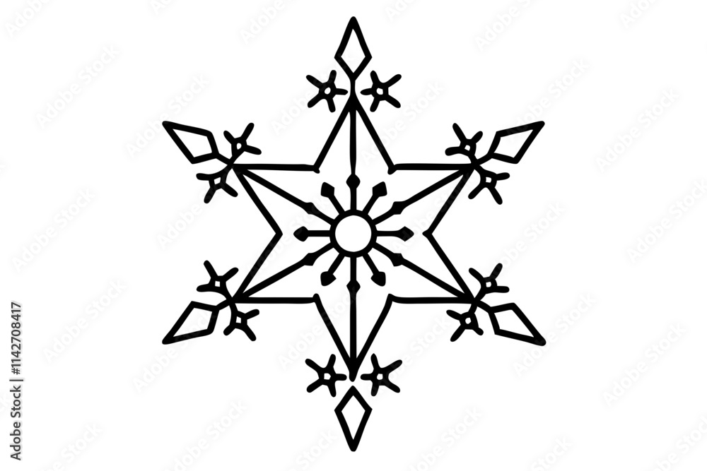 Fototapeta premium Christmas Star with Snowflakes Icon - Vector Graphic Design (SVG)