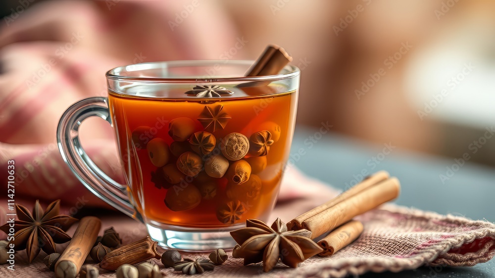 Masala Chai Immunity Boost - Antiviral Drink with Cardamom, Star Anise & Cinnamon - AI Photo Masala Chai Immunity Boost - Antiviral Drink with Cardamom, Star Anise & Cinnamon - AI Photo