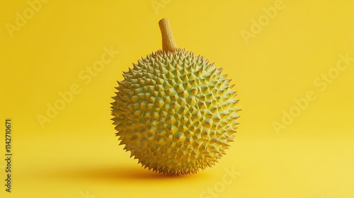 Durian, organic ripe fruit from Thailand, Asian dessert delicacy with thorny exterior, tasty yet smelly tropical treat, healthy and exotic green yellow