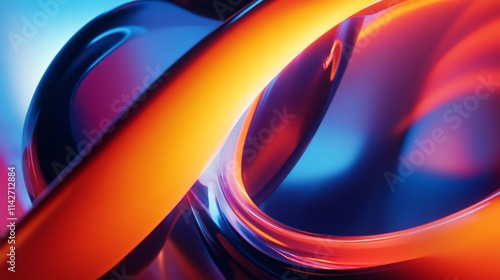 Vibrant abstract composition with fluid curves and glowing colors. photo