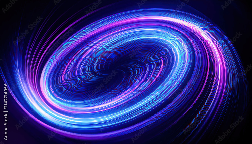 A vibrant abstract swirl of neon blue and purple light trails, creating a dynamic and futuristic visual effect against a dark background, evoking energy and movement. A vibrant abstract swirl of neon blue and purple light trails, creating a dynamic and futuristic visual effect against a dark background, evoking energy and movement.