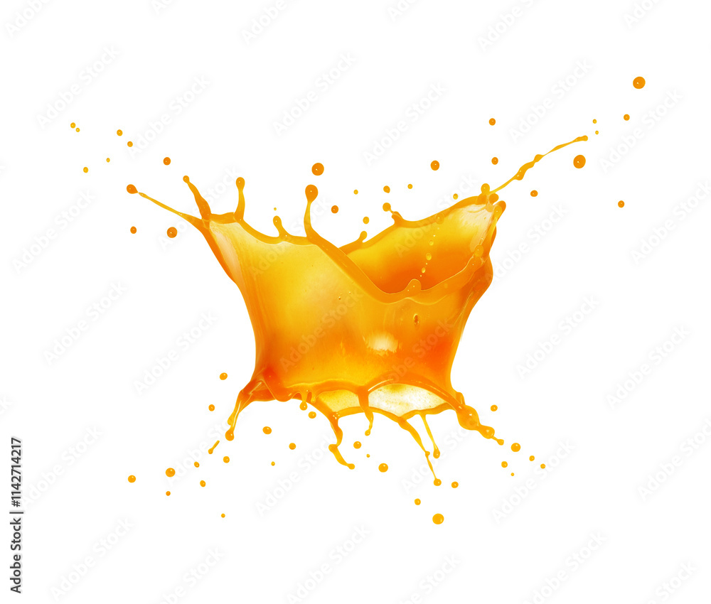 Φωτογραφία Splashes of fresh orange juice isolated on a white background