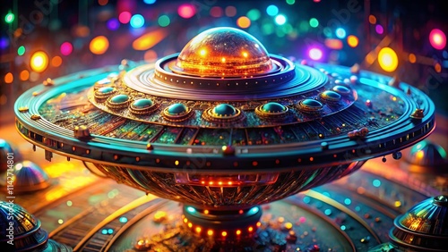 Wallpaper Mural Macro Alien Spaceship GIF, Animated Sci-Fi Craft, Close-up UFO, Fantasy Spaceship, Detailed Alien Technology Torontodigital.ca