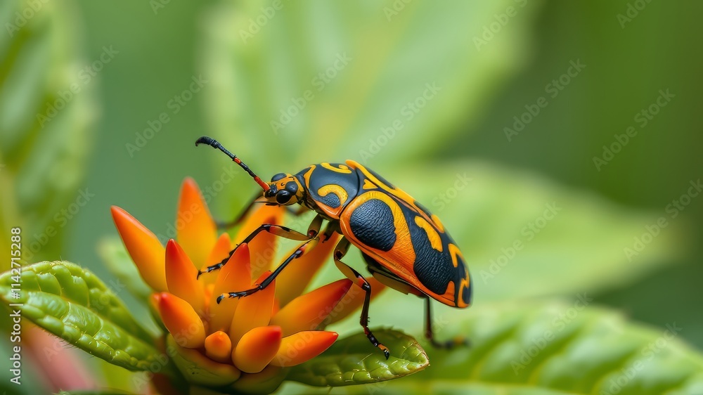 Naklejka premium Shield Bug on Plant - High-Quality AI Image, Nature Photography, Close-up, Macro, Insects, Bugs, Shieldbug, 