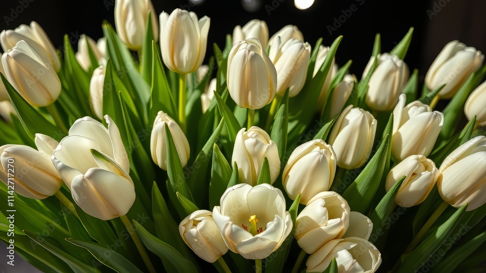 Stunning White Tulip Bouquet - Bright & Detailed AI Photo Stunning White Tulip Bouquet - Bright & Detailed AI Photo