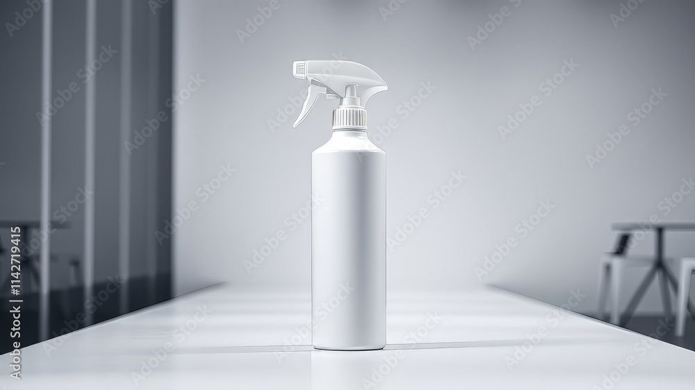 White Spray Bottle Mockup - Minimalist Background - Branding Design - High Quality AI Photo