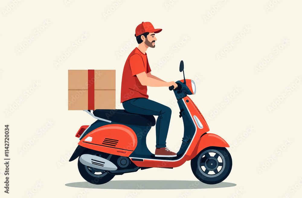 Man on the Scooter. Online delivery service. Shipping. Man on the Scooter. Online delivery service. Shipping.