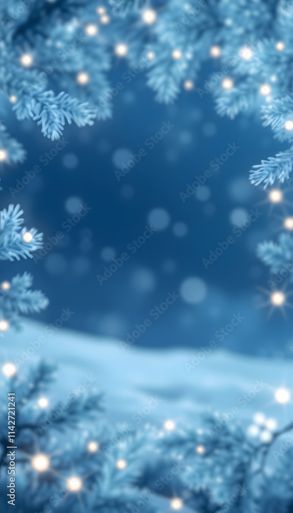 Blueish Christmas card frame and background, dreamy atmosphere. isolated with white highlights Blueish Christmas card frame and background, dreamy atmosphere. isolated with white highlights