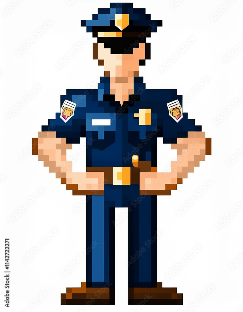 Pixel Art Police Officer with Hands on Hips Pixel Art Police Officer with Hands on Hips