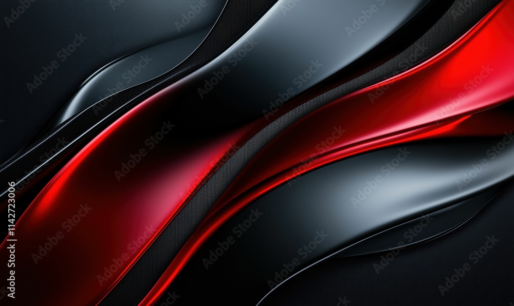 Obraz premium Texture of liquid red glass on a black background, abstract wavy background