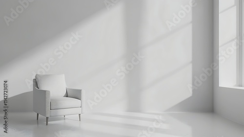 Fototapeta Naklejka Na Ścianę i Meble -  interior with armchair and white wall. 3d rendering mock up