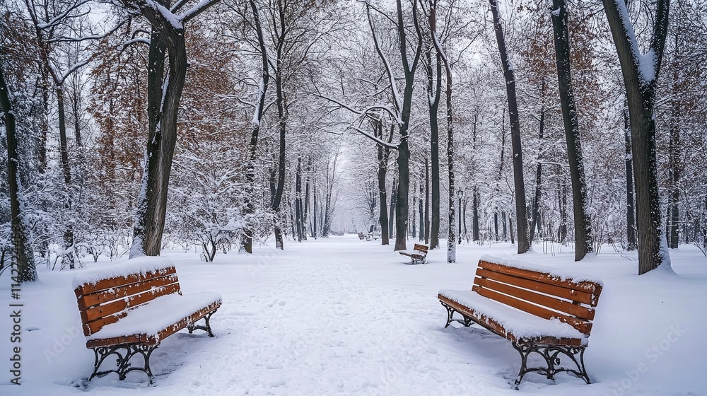 An urban city park in winter An urban city park in winter
