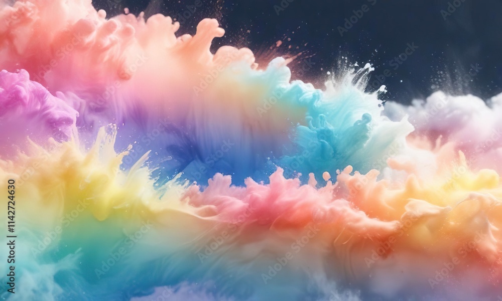 Vibrant watercolor rainbow wash with soft edges and pastel hues, intensity, softness Vibrant watercolor rainbow wash with soft edges and pastel hues, intensity, softness