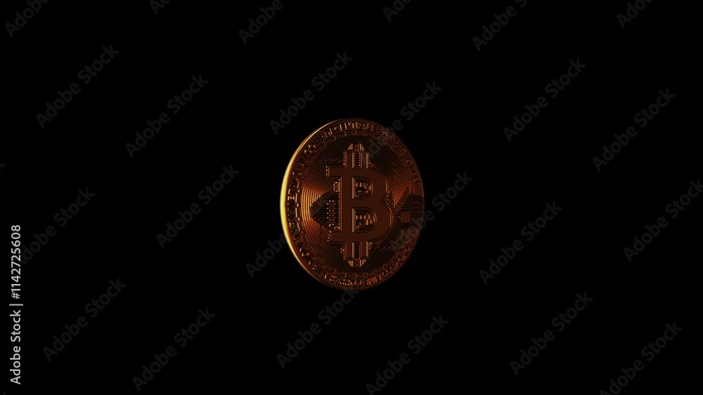 Golden Bitcoin Cash coin spinning in perfect loop isolated on black background. Golden Bitcoin Cash coin spinning in perfect loop isolated on black background.