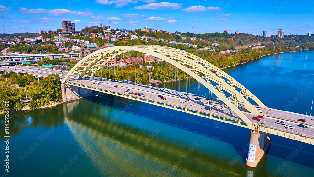 Fototapeta premium Aerial of Daniel Carter Beard Bridge Over Ohio River in Cincinnati