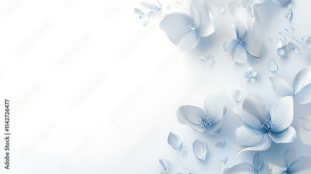 Delicate Blue Flowers Softly Arranged On White Background Delicate Blue Flowers Softly Arranged On White Background