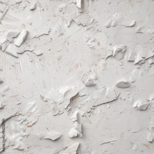 White ingrain wallpaper with woodchip texture, closeup, background, decor, interior