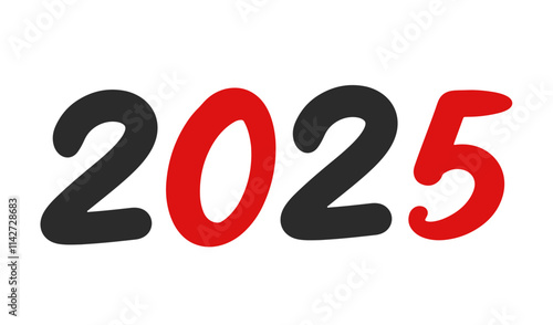 New Year 2025 Hand Lettering Banner Vector Numbers