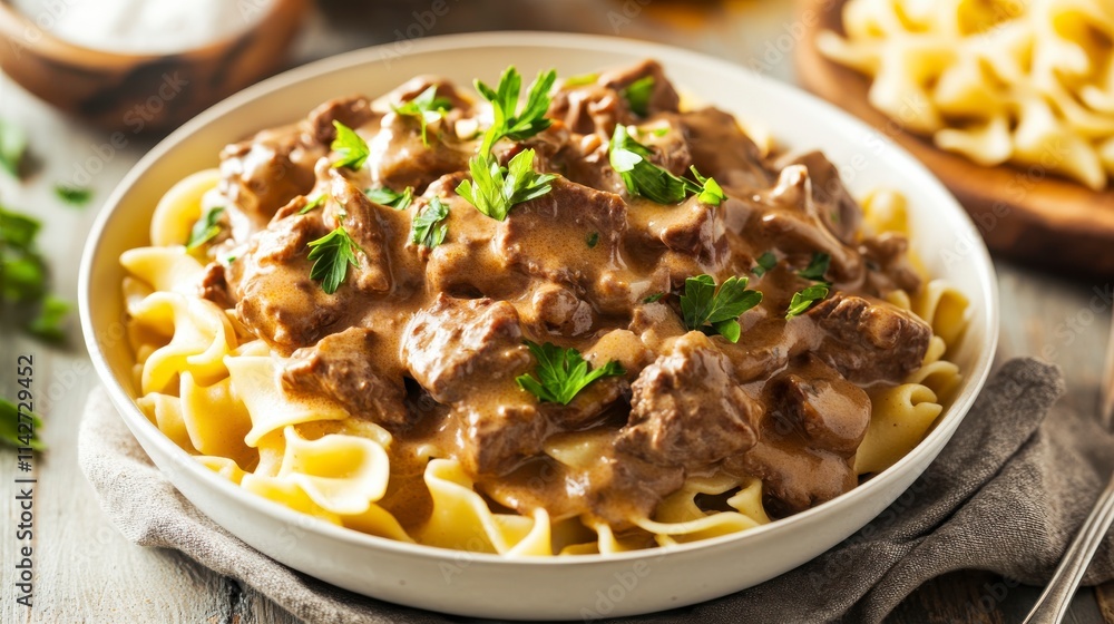 Delicious Beef Stroganoff Served Over Noodles Delicious Beef Stroganoff Served Over Noodles