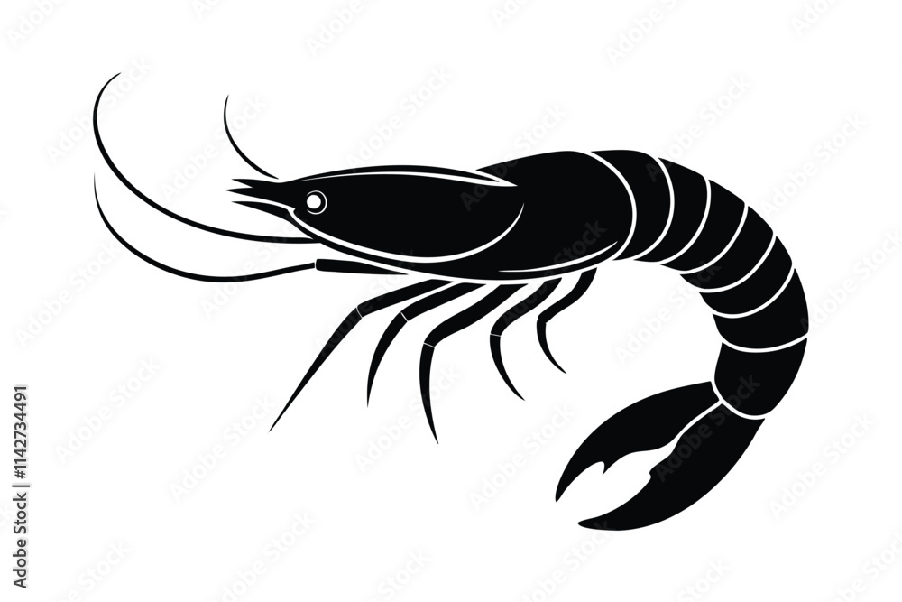 shrimp vector silhouette, shrimp icon vector, Sea lobster. EPS File shrimp vector silhouette, shrimp icon vector, Sea lobster. EPS File