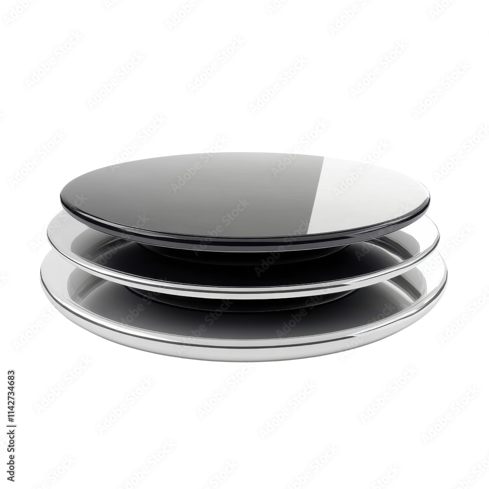 Elegant Modern Layered Plates with Glossy Black and White Design Elegant Modern Layered Plates with Glossy Black and White Design