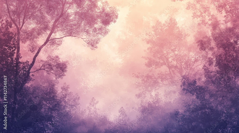 A serene forest scene with soft, pastel hues and misty ambiance. A serene forest scene with soft, pastel hues and misty ambiance.