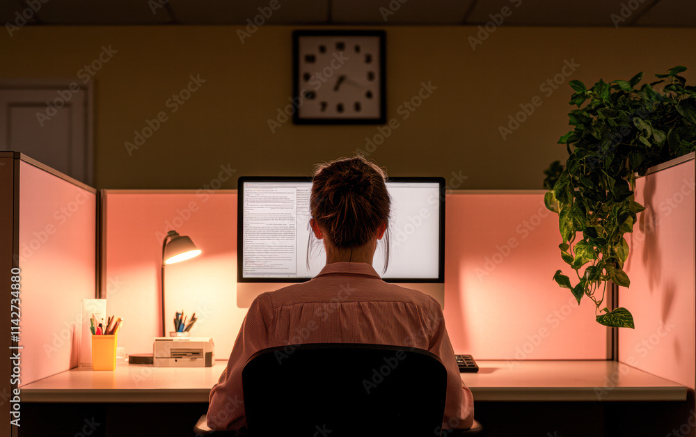 Cozy modern office focused work session for digital content creation and productivity Cozy modern office focused work session for digital content creation and productivity