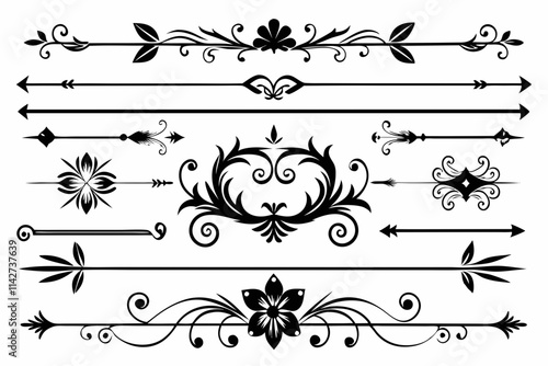 western themed design elements. Elegant Divider Ornaments Vector Illustration. Dividing line vector graphics illustration