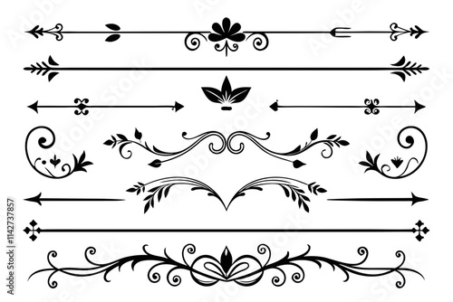 western themed design elements. Elegant Divider Ornaments Vector Illustration. Dividing line vector graphics illustration