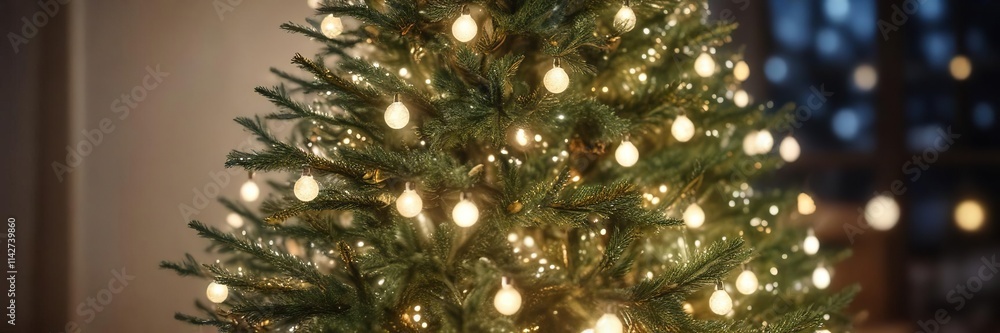 Christmas tree with twinkling lights in a bokeh background with glitter effects, bokeh, icicle, festive Christmas tree with twinkling lights in a bokeh background with glitter effects, bokeh, icicle, festive