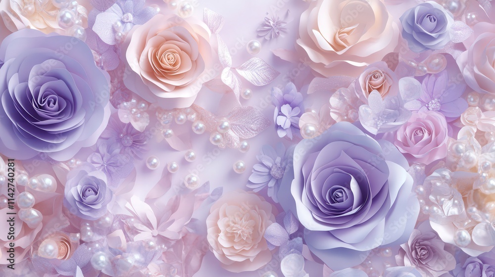 romantic floral arrangement with pearls and sequins in soft tones romantic floral arrangement with pearls and sequins in soft tones
