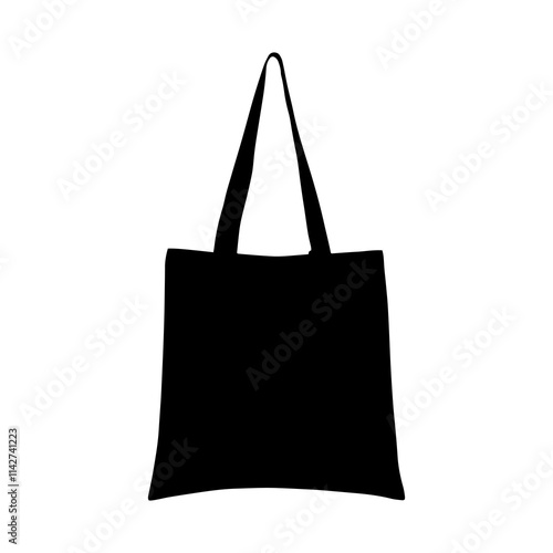 Simple tote bag silhouette icon vector illustration design on white background.