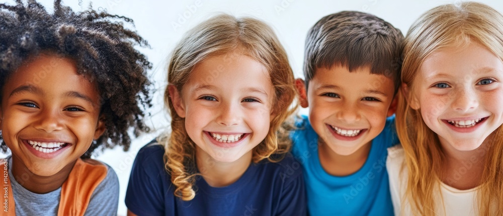 Happy Diverse Children Smiling Together Happy Diverse Children Smiling Together