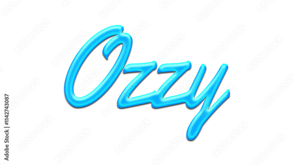 Glowing blue effect of name Ozzy on white background. Glowing blue effect of name Ozzy on white background.
