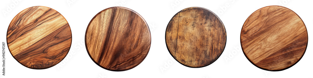 Set of wooden round board isolated on transparent background Set of wooden round board isolated on transparent background