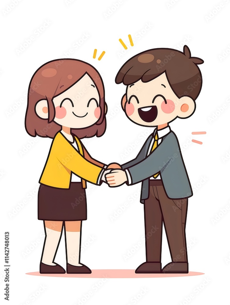Happy colleagues shaking hands, smiling. Happy colleagues shaking hands, smiling.