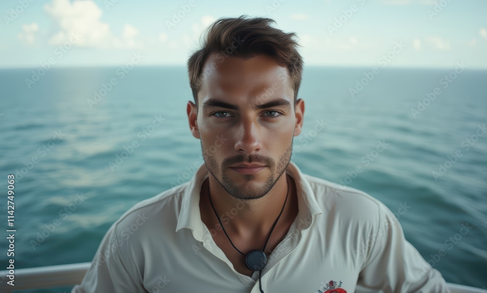 Confident young man at sea Confident young man at sea